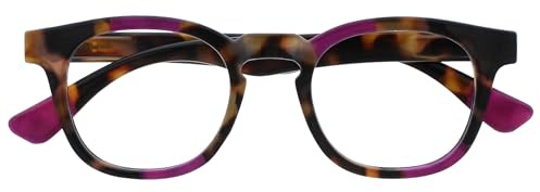 OPULIZE Ava Reading Glasses Flattering Rounded Frame Spring Hinges Scratch Resistant Brown Tortoiseshelll Purple Mens Womens R62-5 +1.00