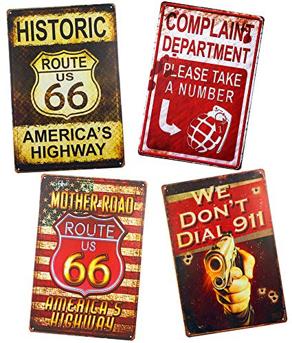 yunuo, 4 cartelli Classici in Metallo per Garage, Stazione di Gas, Stile Vintage, F, Item Size:(20x30cm) 8x12 inch