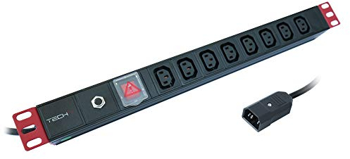 Techly Professional 109559 Multiprise 8 places C13 de rack 19 avec interrupteur et protection thermique prise C14 1U Noir