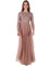 Maya Deluxe Women's Damen Kleid für Hochzeitsgast Übergröße Groß Reich Hohe Taille Pailletten Langarm Lang Abschlussball Abend Bridesmaid Dress, Pale Mauve, 38 EU (US 6)