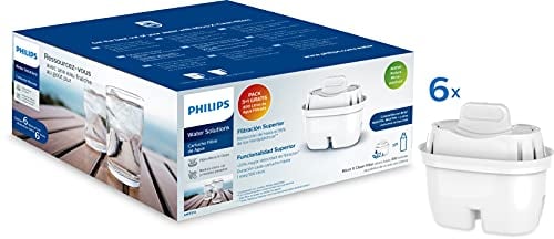 Phillips - AWP212, Filtro dell'acqua Micro X Clean, cartucce per filtrazione dell'acqua, compatibile con brocche Philips e principali marche, cartuccia ovale, confezione 5+1