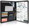 GraduatePro Schreibmappe A4 Leder Ordner Mappe Klemmbrettmappe Dokumentenmappe mit Deckel Organizer Clipboard Fächern Schwarz