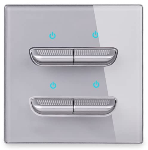 Interruptor de luz de pared con interruptor de escalera conmutador doble con retroiluminación azul (4 vías, 2 vías)