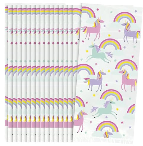 Zellophan-Partytüten, Regenbogen und Einhörner, 20 Stück