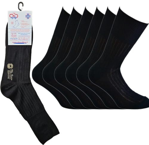 Infinity 12 Paia Calze Corte Uomo Sanitaria Riposante in Pregiato Cotone Filo di Scozia Elasticizzate Prima Qualità Made in Italy (Nero, 39-42)