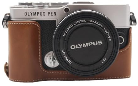 Onpro Schutzhülle für Olympus PEN E-P7 EP7 (braun) - Kameratasche - Tasche - Stoßfest, Wasserdicht - Unterwegs fotografieren, reisen