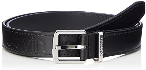 Calvin Klein Damen Gürtel Ck Must Metal Loop Belt Emb 2.5 cm Ledergürtel, Schwarz (Ck Black), 80 cm