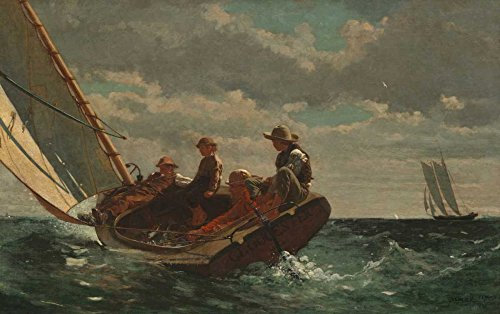 Bild auf gerollter Leinwand Breezing Up Homer Winslow – Küste horizontal Kunstdruck Boote und Schiffe Segelboote, Figuren Transport mit Leinwand, Kunstdruck, 33 x 54 cm