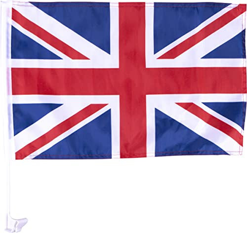 A Pair of Car Window Flags with Plastic Poles (Union Jack Flag)