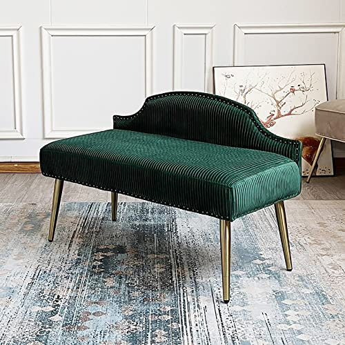 LJCM Luxuriöse Ende Der Bettbank Mit Rückenlehne,Samt Gepolstert Schlafzimmer Bank Essbank,Modernen Sitzhocker Sitz Der Bank Entryway Bank Möbel Dekor-Grün 80x40x66cm(31x16x26inch)