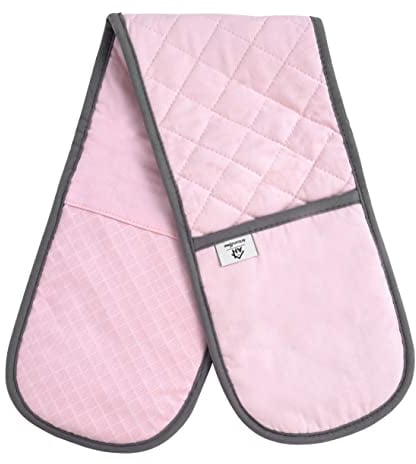 Pink Double Oven Gloves | Maximum Heat Resistant Protection | Double Oven Mitt Potholders With Silicone Non-slip Design | Machine Washable Thick Oven Glove Potholders Home & Kitchen
