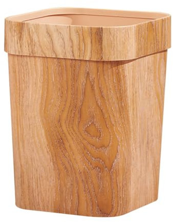 DOITOOL Wastebaskets Wood Grain Trash Can Wastebasket Vintage Rustic Square Garbage Recycle Bin Trash Can Rubbish Can Retro Garbage Bin Container for Bedroom Living Room Bathroom Trash Basket