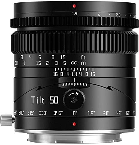 TTArtisan 50mm F1.4 Tilt Objektiv Full Frame MF Für spiegellose Kamera Objektiv für Sony E-Mount Kameras A7 A7II A7R A7S A9 APS-C: A5000 A6600 NEX-3 NEX-5 NEX-7 NEX5C und mehr. Schwarz