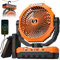 Wavmill Portable Rechargeable Fan - 10000mAh 9-Inch Camping Fan with Light & Hook for Tent, Outdoor - USB Battery Powered Fan for Picnic, BBQ, Fishing, Travel, Hurricane, Jobsite