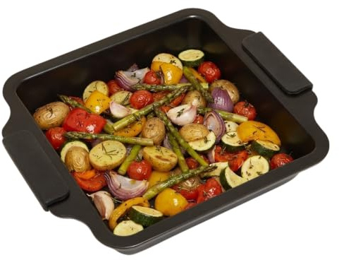 Premier Housewares Reliable Small Black Baking Dish| Durable Baking Dish For Kitchen | Non Stick Coated Cake Dish For Perfect Baking Experience | Silicone Handles Brownie Dish