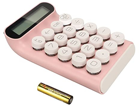Calculator, Dotted Retro Key Caps, Ten Digit Screen Display, Intelligent Shutdown, Removable Design, Non Slip Feet, Can Be Used for Desktop Financial Office (Pink)