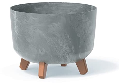 URBNLIVING Round Concrete Look Planter Flower Pot Indoor Outdoor Garden Decor With Legs (concrete)