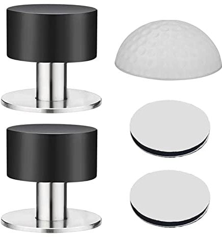 Door Stopper,2PCS Adhesive Mounted Door Stop,No Screw Door Stop with Silicone Door Bump Glues Sticker,Door Stops Bumper Wall Protector,Heavy Duty Doorstop Stainless Steel Door Stops