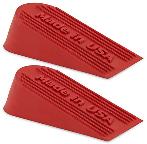 Rubber Door Stopper - Door Stop Wedge for Carpet, Tile, or Concrete Floor, Large Door Stoppers for Bottom of Door - Heavy Duty Door Stoppers for Commercial & Home Use - 6 x 2.75 x 2.25 Inches, Red 2PK