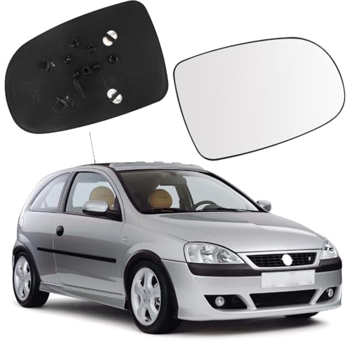 Cristal de Espejo Reemplazar para Opel Corsa C 2000-2006, Retrovisor Exterior Ajustable Adecuado, Lente de Marcha Atrás espejo de Cristal de Marcha Atrás (Derecha)