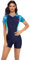 Beachkini Einteiliger Damen-Badeanzug mit Kurzärmelig Ärmeln,Badeanzug,Badeanzug mit Front-Reißverschluss,Surfbekleidung,Tauchanzug,82 Blau,XL