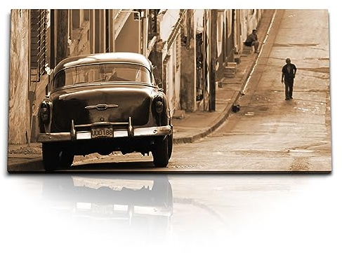 Paul Sinus Kunstdruck Bilder 120x60cm Kuba Oldtimer altes Auto Straße Cuba