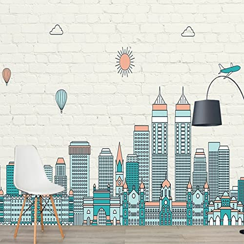 Wallpaper Photo Papier Peint 3D Dessin animé architecture urbaine 200 cm x 150 cm Mural Décoration Moderne Poster Tableaux Muraux Chambre Salon Mural