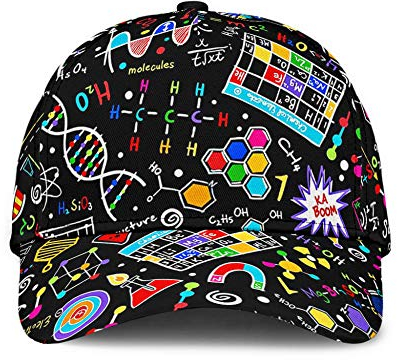 Scie Chemistry Schwarz 3D Gedruckt Herren Damen Hip-Hop-Hut Leicht Basecap Verstellbar Baseballmütze Baseball Kappen Für Laufen Golf Reisen