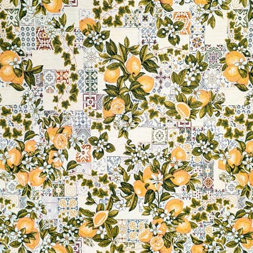 MAGIE DI CASA Tischdecke der Linie MEXICO aus Gobeline, Jacquard-Verarbeitung, hergestellt in Italien (Zitrone, 90 x 90 cm)