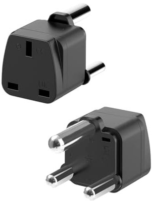 HKFENG South Africa Plug Adapter UK To South Africa Plug Adapter 3-Pin South Africa Power Adapter (Type M) with Ground Protection, for South Africa Namibia Swaziland Lesotho (Black 2 Pack)