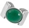 NicoWerk Ring Silber 925 Damen - Breiter Silberring mit grünem Stein, Bandring für Frauen - Statement Ring - SRI1081