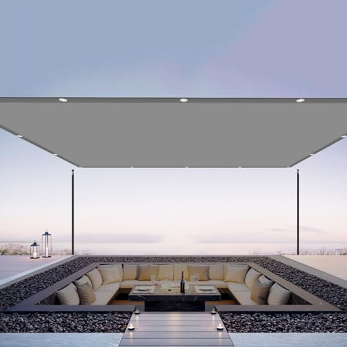 Sonnensegel Sonnenschutz Garten 250 x 540 cm Schattentuch mit Ösen PES Polyester Sonnenschutz UV Schutz Sonnensegel Balkon mit Ösen Und Befestigungsseile, Hellgrau