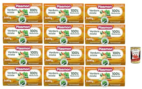 Plasmon verdure miste, 12x (2x 80g) , Mit ausgewählten Zutaten, 100% natürlich, Ohne Stärken und Salz hinzugefügt + Italian Gourmet polpa 400g
