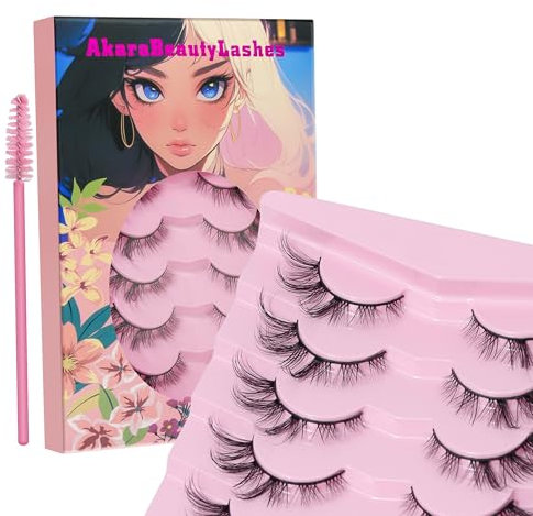 AKARA Faux Cils Naturel 7 Paires 3D Faux Cils Volume Russe False Mink Cils (3D-BN09)