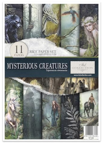 ITD Collection - Decoupage Papier A4 - Decopatch Papier 29,7 x 21 cm - Scrapbooking - Dekorpapier für DIY Alben Bullet Journals (RP066 - Mysterious Creatures)