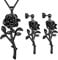 SEIHOP Rose Necklaces/Stud Earrings Sets Black Gun Plated Flower Jewelry Set Elegant Jewelry Gifts for Women KS0015K