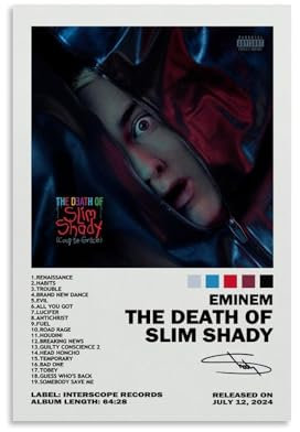 ZFHK Eminem Poster The Death of Slim Shady Poster, Wandkunst, dekoratives Gemälde, Schlafzimmer, 50 x 75 cm, ungerahmter Stil