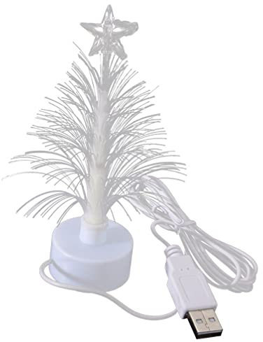 RWCCCRW Mini árbol de Navidad con alimentación por USB, Multicolor, para Escritorio, con Luces LED de Fibra óptica Brillantes, árbol de Navidad con luz de Estrella Superior, decoración navideña