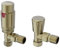 Warmehaus Designer Modern Angled Thermostatic Radiator Valve Pack Brushed Brass for Towel Rails
