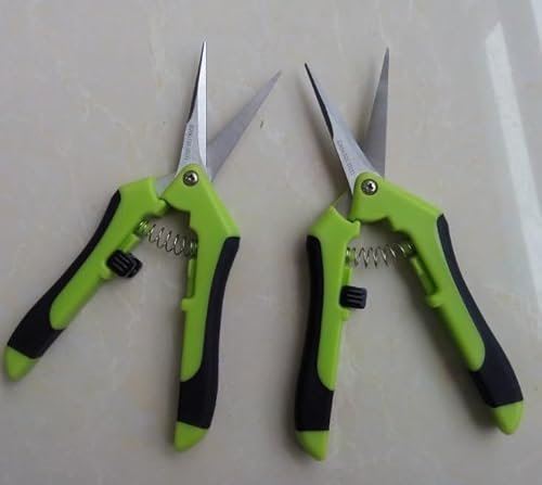 KEILEOHO 10 Stück 17 cm Trimmschere, Hand Gartenschere mit Edelstahlklinge und Ergonomischen Griffen, Grün Blumenschere Ernteschere für Schnittblumen