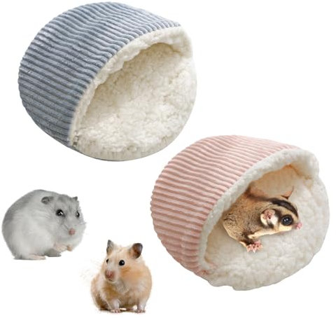 2Pcs Meerschweinchen Bett, Warmer Hamster-Schlafsack Winterpantoffeln Höhlennest für Kleintiere Weiches Kaninchenbett Gemütliches Meerschweinchenversteck Kleintierhaus Käfig Zubehör für Frettchen
