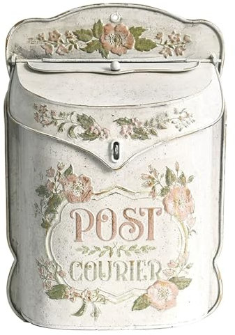 WANGCEPLSD Briefkasten Weiß, Briefkasten Im Vintage-Stil, Briefkasten aus Metall, Bauernhaus-Design, Geeignet Als Dekoration, Nostalgischer Charme, 39x27x10cm