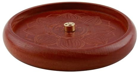 Porte-encens en Bois Lotus - Fait à la Main - pour Décoration Maison, Méditation, Yoga, Support Robuste avec 3 Trous pour Différents Bâtonnets, Design Élégant et Écologique