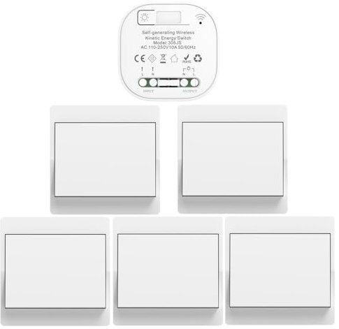 Cerhot funk lichtschalt funkschalt 230v funk lichtschalter ohne batterie set lichtschalter funk wireless light switch funkschalter batterielos funktaster funk-wandschalter für lichter (EU 1Gang 5V1 a)