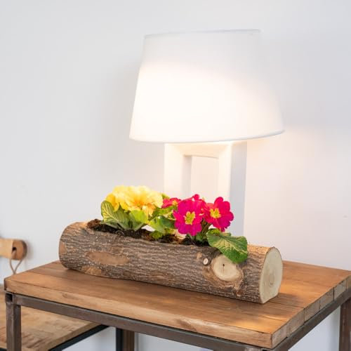 Declea Tronco jardinera de madera artificial vintage, contenedor para troncos de madera falsa y resina, maceta decorativa para casa y jardín, sin plantas, 38 x 9 cm