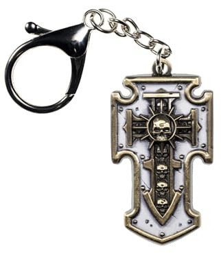 Starforged Warhammer 40K Space Marines Relic Storm Shield Keychain Game Peripheral Alloy Keychain Gifts, White, S