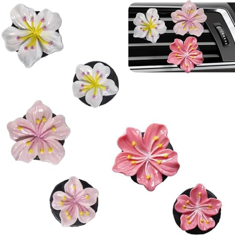 RAMTRIO 6 Stück Gänseblümchen Blume Auto Lufterfrischer Clip, Auto Diffuser Autozubehör Innenraum Deko Damen Frauen Auto Aromatherapie Ätherisches Öl Diffusor