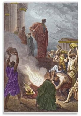 Poster auf Leinwand, Motiv: Juden, die im Exorzismus engagiert waren, Burn The Books, Gustave Dore, Wandkunst, Poster, dekorativ, modern, Heimdruck, Kunstwerke, Poster, 30 x 45 cm