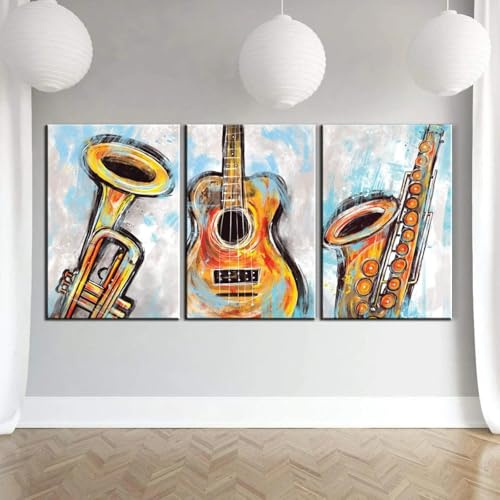 BMGKYAGL Canvas Wall Art Poster Painting Instruments Posters，Wallpaper Home Decor Living Room Picture Print Mural 60x90cmx3 frame