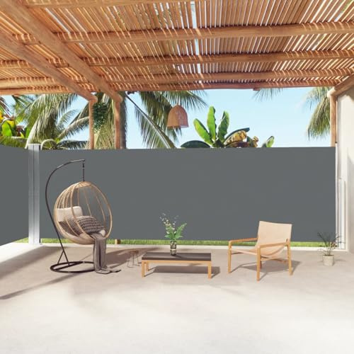 Festnight Doppel Seitenmarkise Ausziehbar 200x1000 cm Sichtschutz Garten Sonnenschutz Doppelseitenmarkise Windschutz Terrasse Sichtschutz Doppelmarkise Balkon Seitenwand Außen Anthrazit